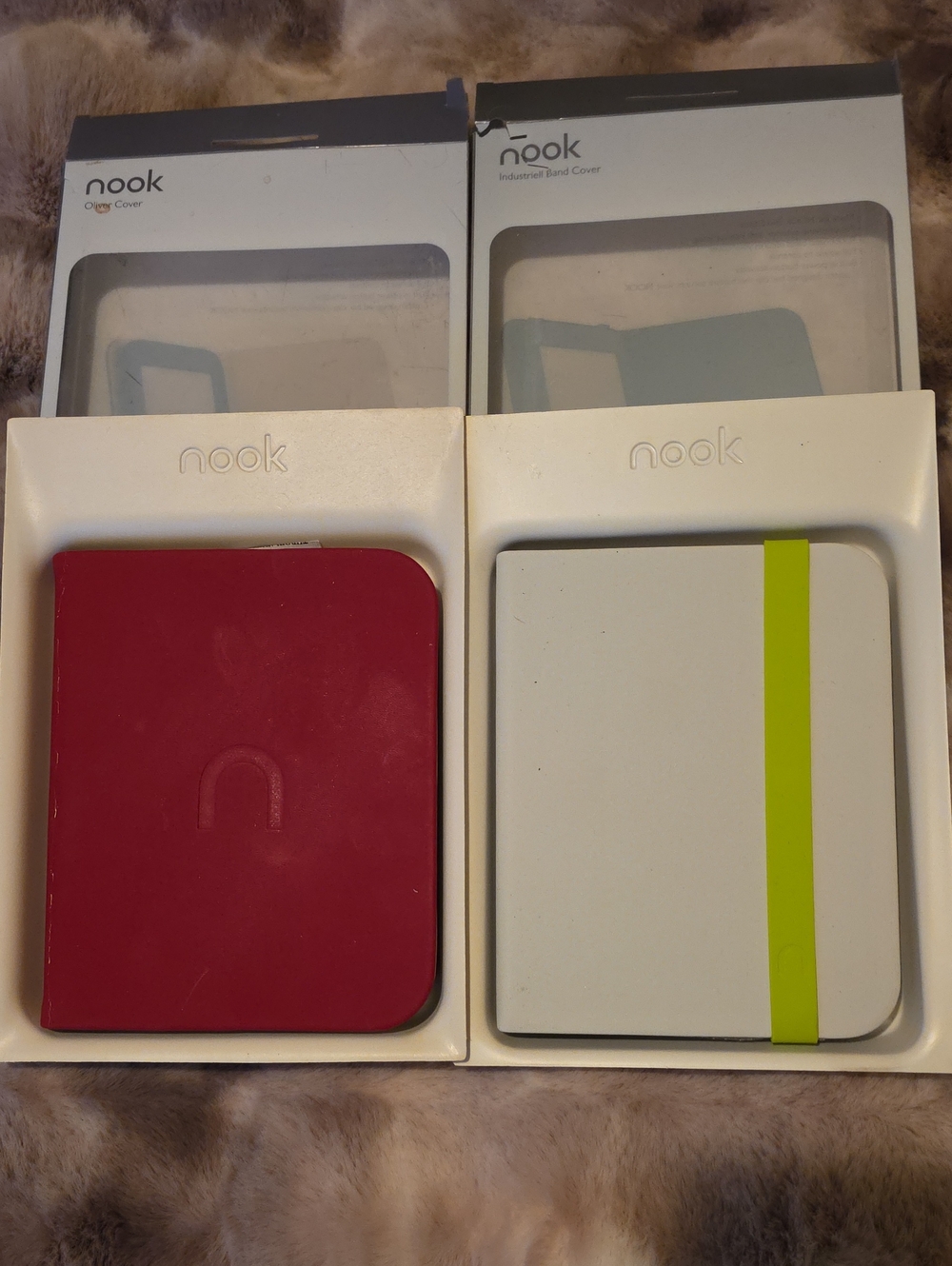 Nook 2nd Edition Ebook Covers - Red and White with Lime Strap